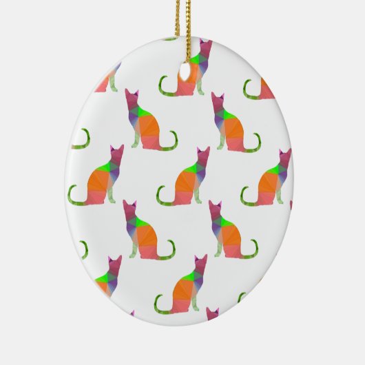 Laagpoly Cat Silhouette Pattern Keramisch Ornament (Rechts)