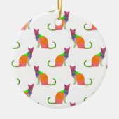Laagpoly Cat Silhouette Pattern Keramisch Ornament (Voorkant)