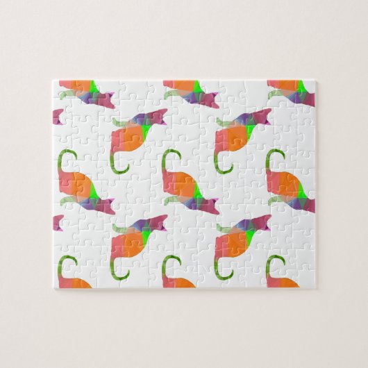 Laagpoly Cat Silhouette Pattern Legpuzzel (Horizontaal)