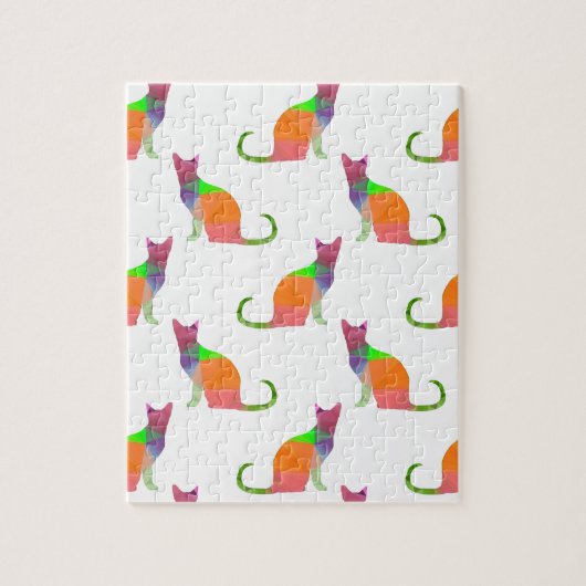 Laagpoly Cat Silhouette Pattern Legpuzzel (Verticaal)