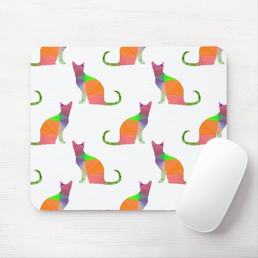 Laagpoly Cat Silhouette Pattern Muismat (Met muis)