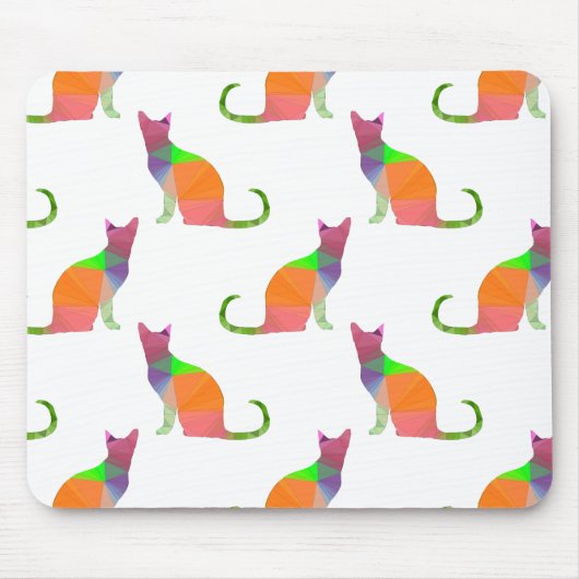 Laagpoly Cat Silhouette Pattern Muismat (Voorkant)