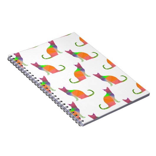 Laagpoly Cat Silhouette Pattern Notitieboek (Rechterzijde)