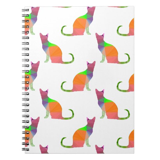 Laagpoly Cat Silhouette Pattern Notitieboek (Voorkant)