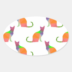 Laagpoly Cat Silhouette Pattern Ovale Sticker