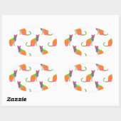Laagpoly Cat Silhouette Pattern Ovale Sticker (Vel)