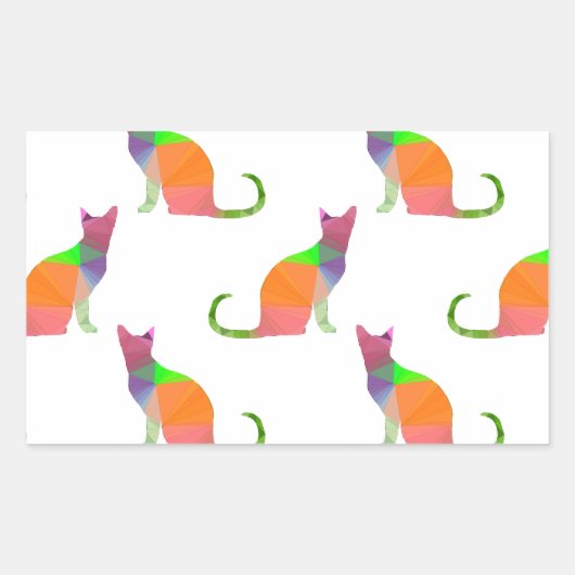 Laagpoly Cat Silhouette Pattern Rechthoekige Sticker (Voorkant)