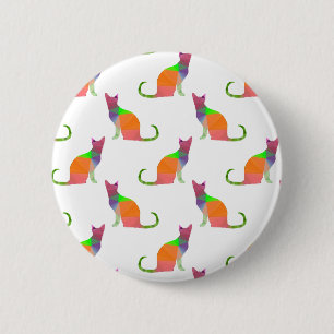 Laagpoly Cat Silhouette Pattern Ronde Button 5,7 Cm