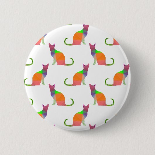 Laagpoly Cat Silhouette Pattern Ronde Button 5,7 Cm (Voorkant)
