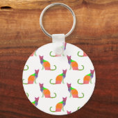 Laagpoly Cat Silhouette Pattern Sleutelhanger (Voorkant)