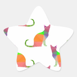 Laagpoly Cat Silhouette Pattern Ster Sticker