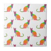 Laagpoly Cat Silhouette Pattern Tegeltje (Voorkant)