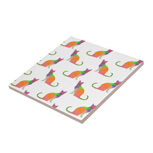 Laagpoly Cat Silhouette Pattern Tegeltje (Zijkant)