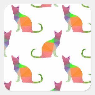 Laagpoly Cat Silhouette Pattern Vierkante Sticker