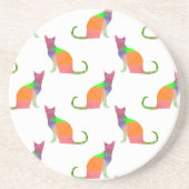 Laagpoly Cat Silhouette Pattern Zandsteen Onderzetter (Voorkant)