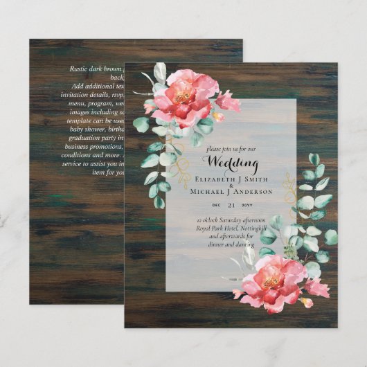 LAAGSTE BEGROTING Rood Floral Eucalyptus WEDDING I (Voorkant / Achterkant)