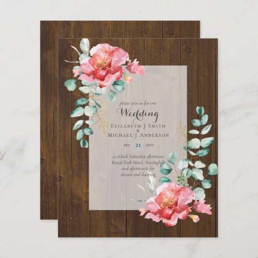 LAAGSTE BEGROTING Rood Floral Eucalyptus WEDDING I (Voorkant / Achterkant)