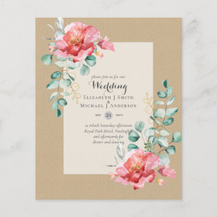 LAAGSTE BEGROTING Rood Floral Eucalyptus WEDDING I Flyer