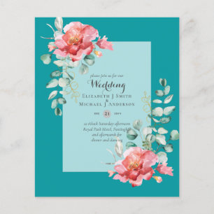 LAAGSTE BEGROTING Rood Floral Eucalyptus WEDDING I Flyer