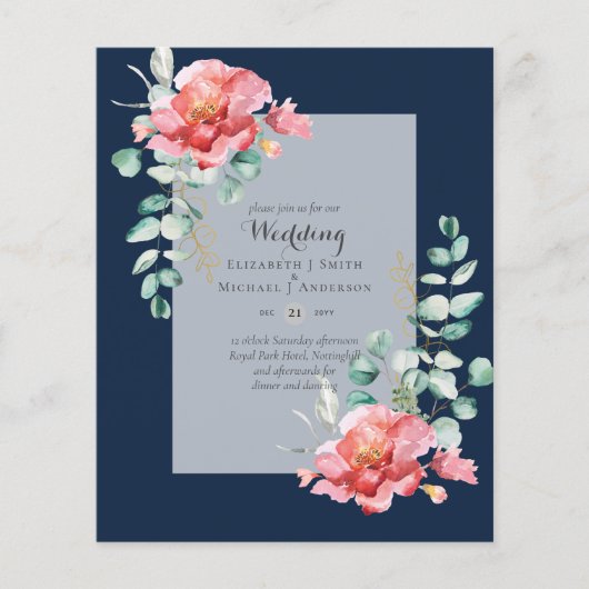 LAAGSTE BEGROTING Rood Floral Eucalyptus WEDDING I Flyer (Voorkant)