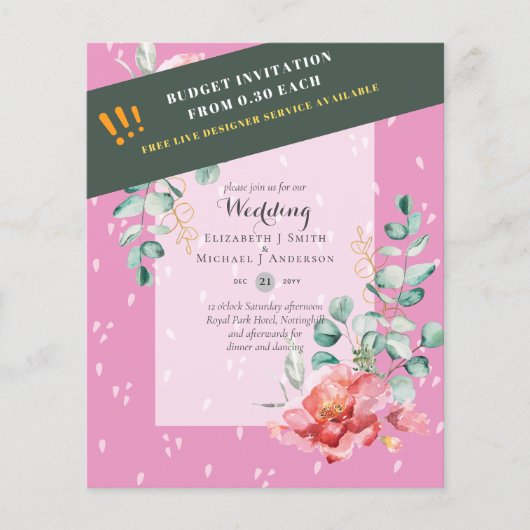 LAAGSTE BEGROTING Rood Floral Eucalyptus WEDDING I Flyer (Voorkant)