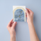Laagste BUDGET All-in-1 Blue Gold Marble Wedding Flyer (Hand)