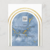 Laagste BUDGET All-in-1 Blue Gold Marble Wedding Flyer (Achterkant)