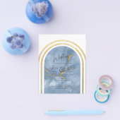 Laagste BUDGET All-in-1 Blue Gold Marble Wedding Flyer (Enkel)