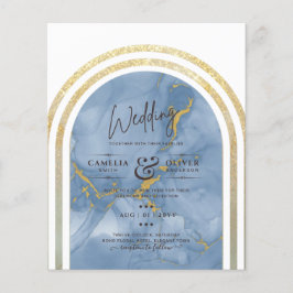 Laagste BUDGET All-in-1 Blue Gold Marble Wedding Flyer