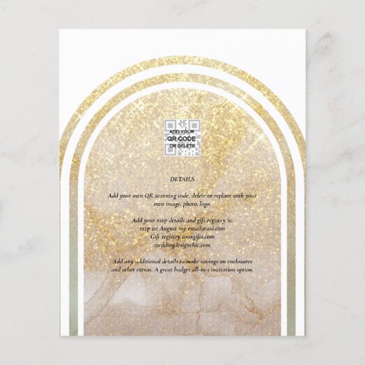Laagste BUDGET All-in-1 Glitter Gouden Marmer Brui Flyer (Achterkant)