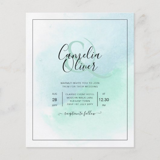 Laagste BUDGET All-in-1 Zee Blauwgroen bruiloft Flyer (Voorkant)