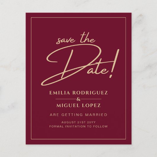 Laagste BUDGET GOUDEN TEKST Modern Save The Dates Flyer (Voorkant)