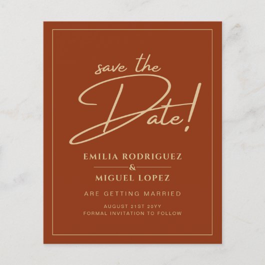 Laagste BUDGET GOUDEN TEKST Modern Save The Dates Flyer (Voorkant)