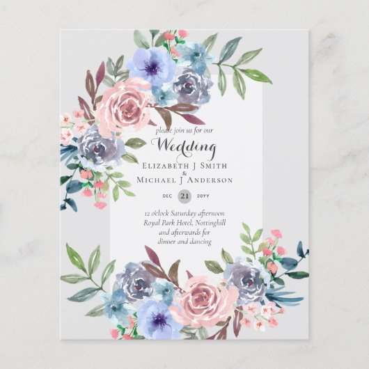 LAAGSTE BUDGET Pink Blue Flowers Weddenschap Flyer (Voorkant)