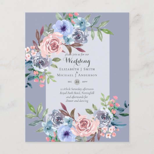 LAAGSTE BUDGET Pink Blue Flowers Weddenschap Flyer (Voorkant)