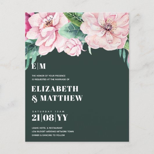 Laagste budget weddenschap FLYERS roze bloemen mei (Voorkant)