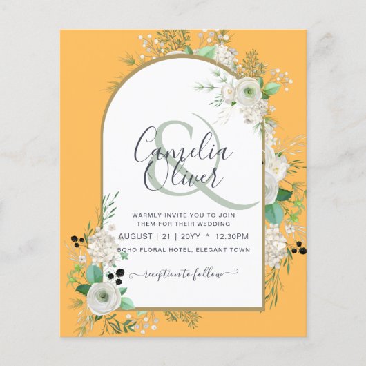 Laagste BUDGET Witte Rozen Trouw Uitnodigingen Boo Flyer (Voorkant)