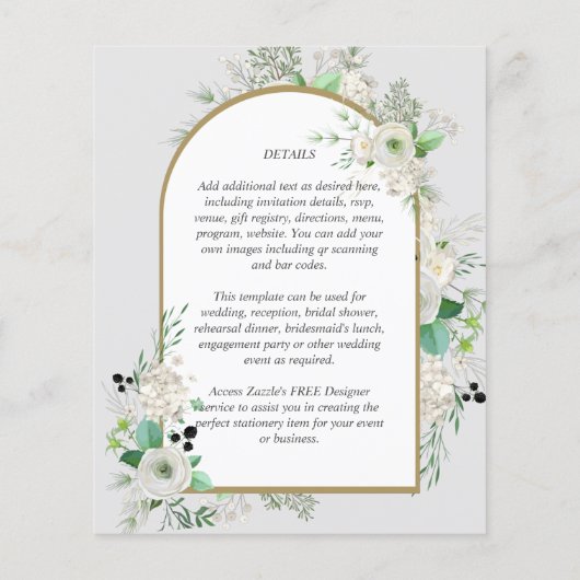 Laagste BUDGET Witte Rozen Trouw Uitnodigingen Boo Flyer (Achterkant)