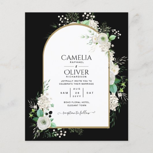 Laagste BUDGET Witte Rozen Trouw Uitnodigingen Boo Flyer (Voorkant)