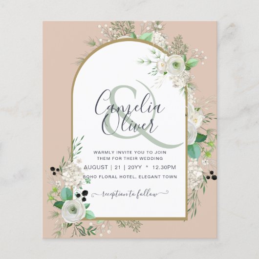 Laagste BUDGET Witte Rozen Trouw Uitnodigingen Boo Flyer (Voorkant)