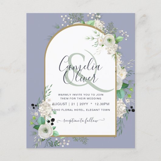 Laagste BUDGET Witte Rozen Trouw Uitnodigingen Boo Flyer (Voorkant)