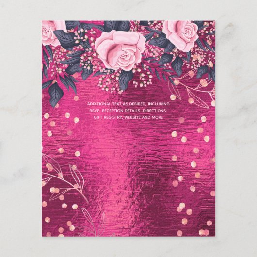 Laagste budgettaire bruiloft FLYERS Metallic roze  (Achterkant)