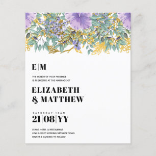 Laagste budgettaire bruiloft FLYERS Purple Flowers