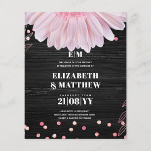 Laagste budgettaire bruiloft FLYERS roze zwarte fe