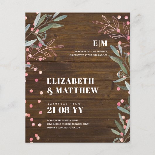 Laagste budgetweddenschap FLYERS Rustic Greenery (Voorkant)