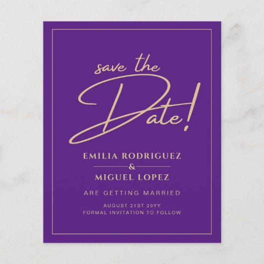 Laagste GOLD-TEKST Modern sparen de data Flyer (Voorkant)