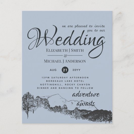 LAAGSTE PRICED Dusty Blue Mountains Budget Flyer (Voorkant)