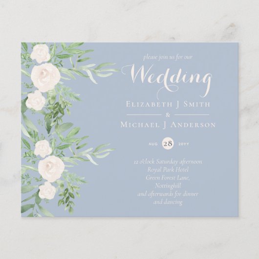 LAAGSTE PRICED Magnolia Dusty Blue Flower Wedding Flyer (Voorkant)