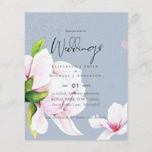 LAAGSTE PRIJS Roze Magnolia Dusty Blue Wedding Fly Flyer