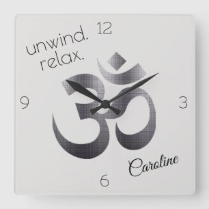 LAAGSTE prijs! Textuur Metaal Zwart OM Symbool 10. Vierkante Klok